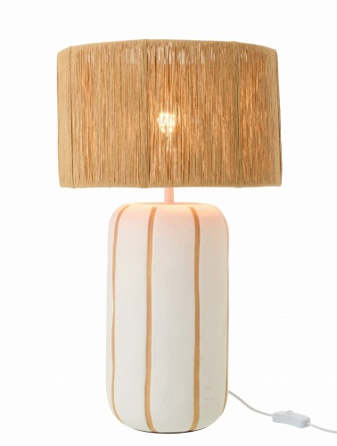 lampa stołowa w paski ceramiczna brązowo-biała j-line