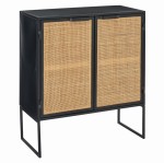 szafka z panelami z trzciny black natural j-line