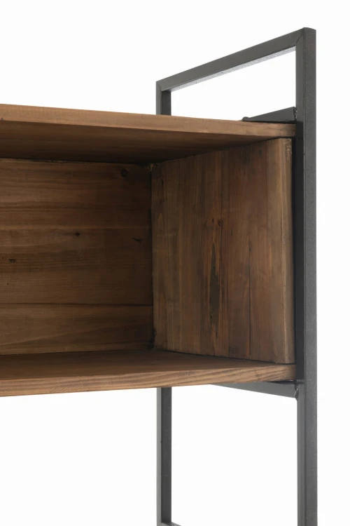 regał rustic wood metal black natural j-line
