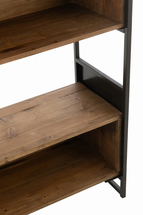 regał rustic wood metal black natural j-line