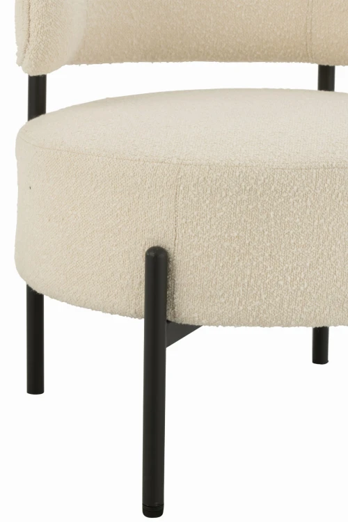 fotel lounge boucle white black j-line