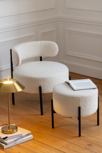 fotel lounge boucle white black j-line