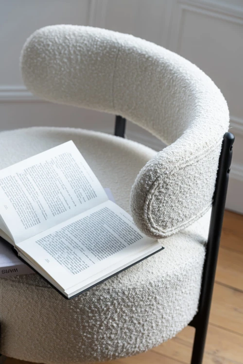 fotel lounge boucle white black j-line
