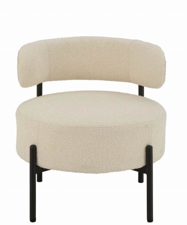 fotel lounge boucle white black j-line