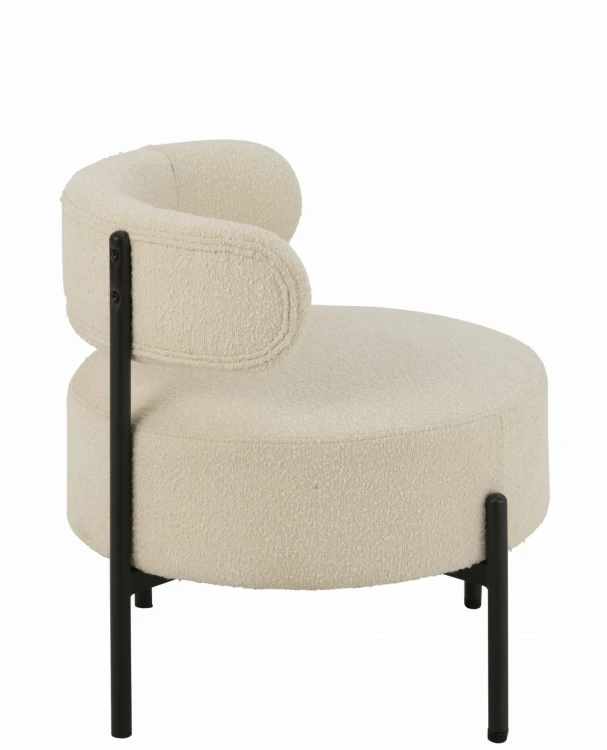 fotel lounge boucle white black j-line