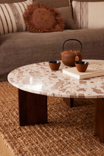 stolik kawowy mathilde  marble brown beige j-line