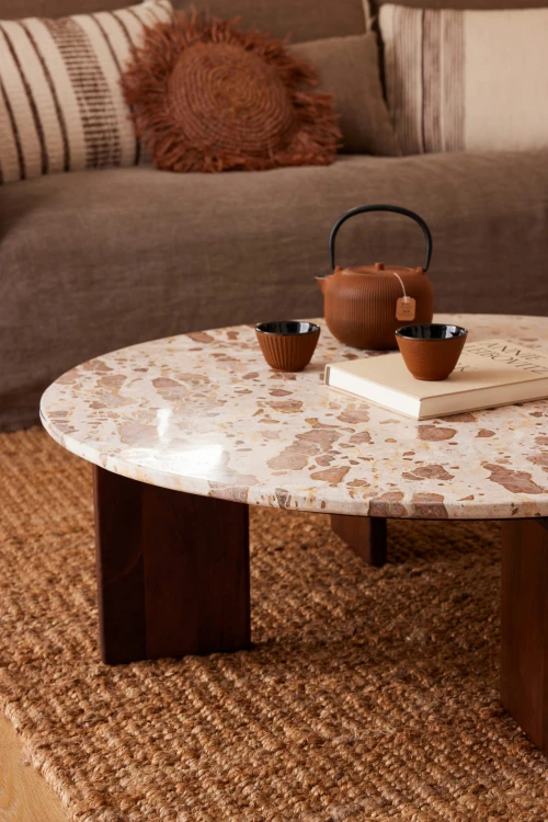 stolik kawowy mathilde  marble brown beige j-line