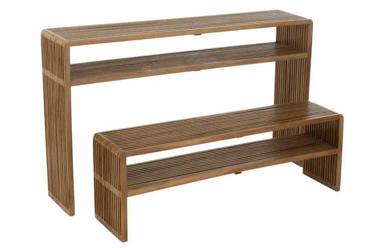 konsole z drewna tekowego naturalne zestaw 2 j-line