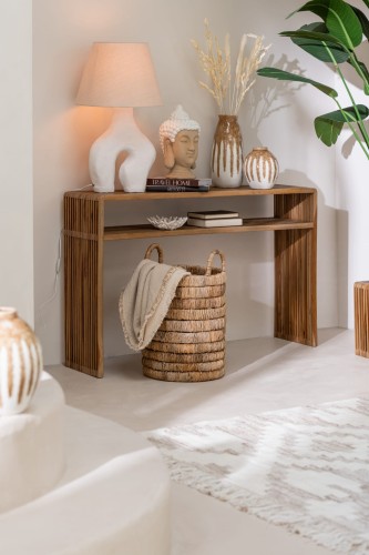 konsole z drewna tekowego naturalne zestaw 2 j-line