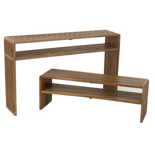 konsole z drewna tekowego naturalne zestaw 2 j-line