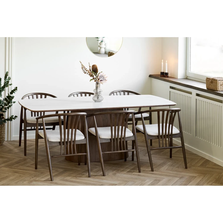 stół do jadalni noli z ceramicznym blatem i drewnianą nogą house nordic