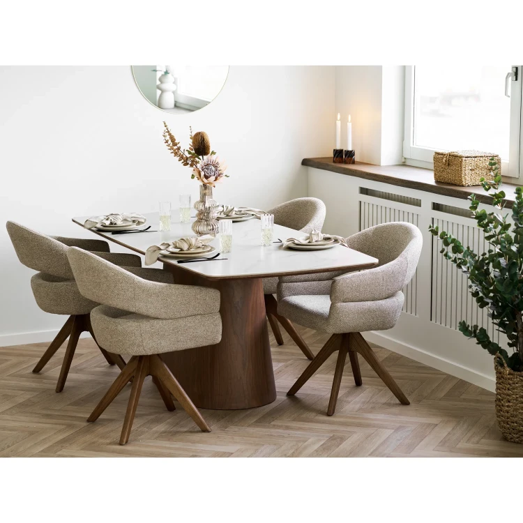 stół do jadalni noli z ceramicznym blatem i drewnianą nogą house nordic