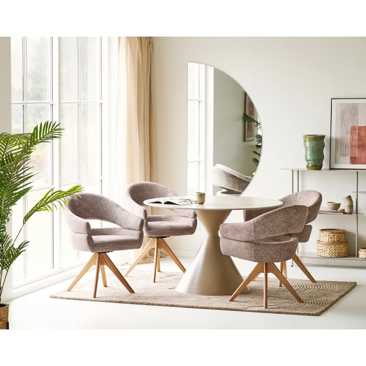 stół do jadalni annecy metalowy z ceramicznym blatem piaskowy house nordic