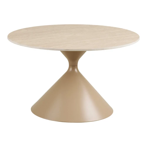 stolik kawowy annecy metalowy z ceramicznym blatem w kolorze piaskowym house nordic