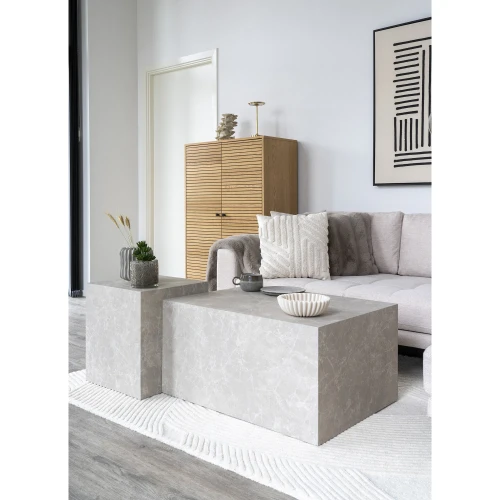 stolik kawowy kostka imitacja marmuru beżowy szary house nordic