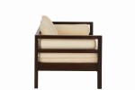 sofa rozkładana z drewna egzotycznego z materacem brązowa j-line