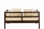 sofa rozkładana z drewna egzotycznego z materacem brązowa j-line