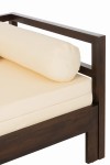 sofa rozkładana z drewna egzotycznego z materacem brązowa j-line