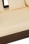 sofa rozkładana z drewna egzotycznego z materacem brązowa j-line