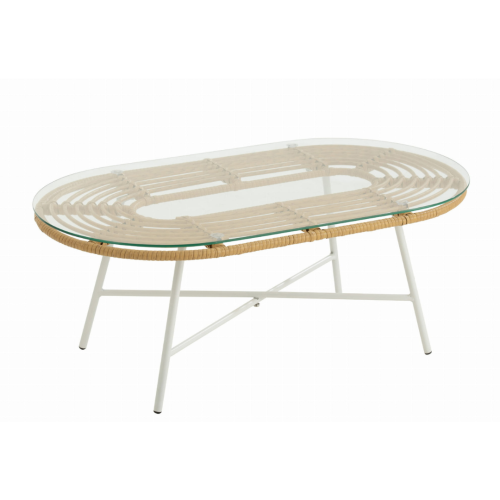 stolik oval ogrodowy natural white j-line