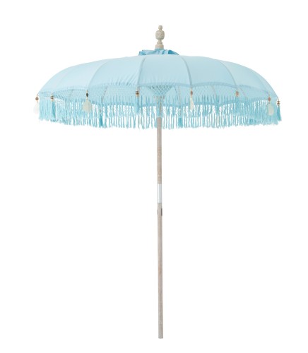 PARASOL OGRODOWY BOBBI JASNONIEBIESKI Z FRĘDZLAMI - J-LINE