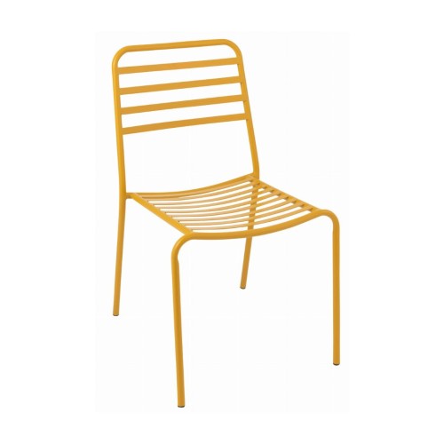  KRZESŁO OGRODOWE PASKI METALOWE ŻÓŁTE - J-LINE