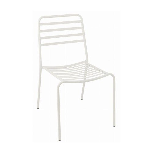 KRZESŁO OGRODOWE PASKI METALOWE BIAŁE - J-LINE