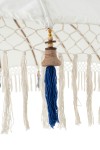 parasol ogrodowy boho z frędzlami ecru z granatem