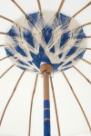 parasol ogrodowy boho z frędzlami ecru z granatem