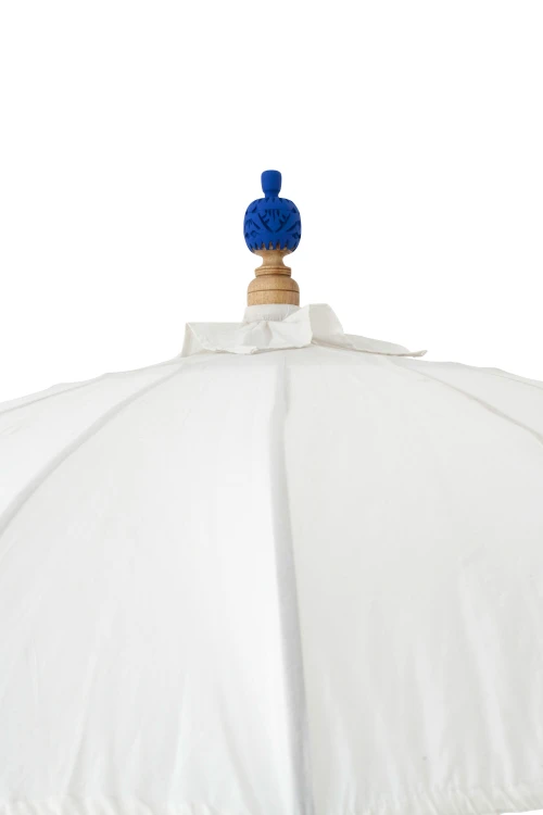 parasol ogrodowy boho z frędzlami ecru z granatem