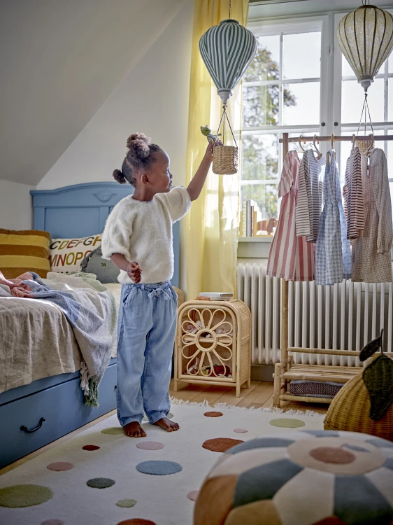 puf we wzór patchworkowy do pokoju dziecięcego bloomingville