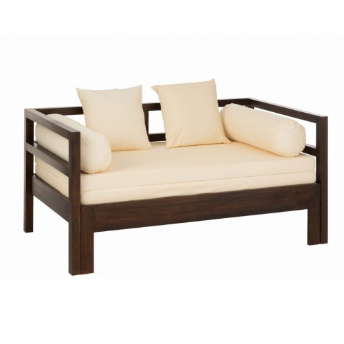 SOFA ROZKŁADANA CONIE Z MATERACEM DREWNO MANGO BRĄZOWA - J-LINE