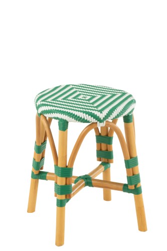 stołek rattan zielono-biały j-line
