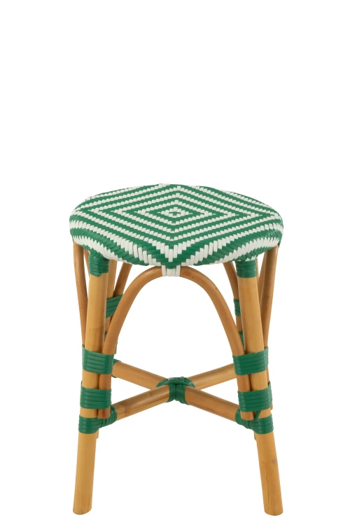 stołek rattan zielono-biały j-line