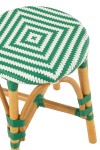 stołek rattan zielono-biały j-line