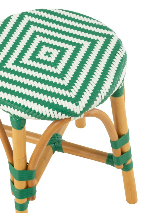 stołek rattan zielono-biały j-line
