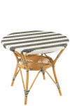 stół ogrodowy w paski czarno-białe rattan