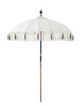 parasol ogrodowy boho z frędzlami ecru z granatem