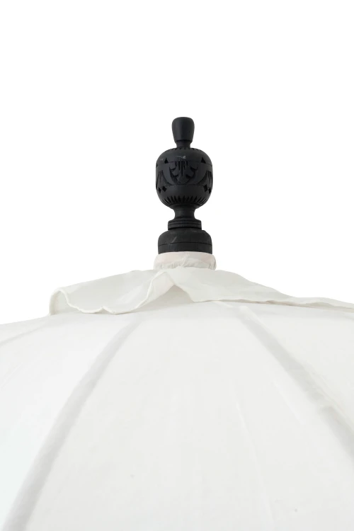 parasol ogrodowy boho kremowo- czarny z frędzlami