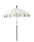 parasol ogrodowy boho kremowo- czarny z frędzlami
