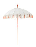parasol ogrodowy kremowo-pomarańczowy z frędzlami