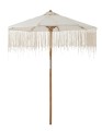 PARASOL OGRODOWY MAKRAMA BEŻOWY Z FRĘDZLAMI 200 CM - J-LINE