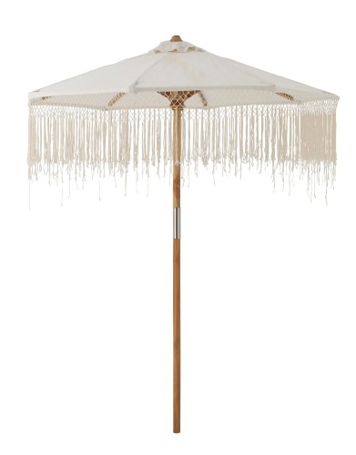 parasol boho w kolorze kremowym z długimi frędzlami 200 cm