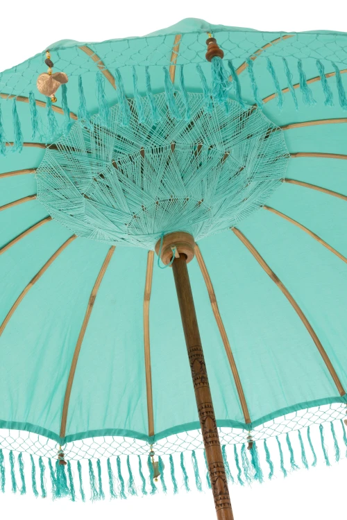 parasol ogrodowy boho z frędzlami niebieski j-line