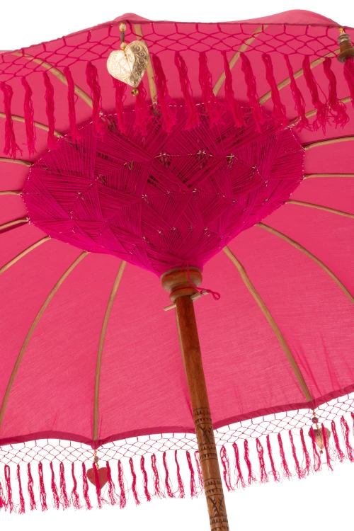 parasol ogrodowy różowy boho z frędzlami