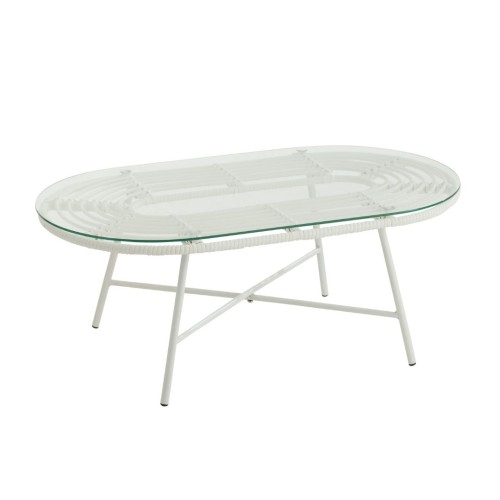 stolik ogrodowy lounge oval metal szkło white j-line
