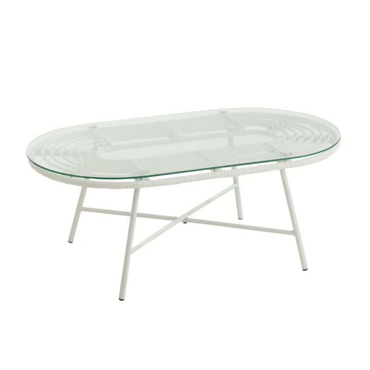 stolik ogrodowy lounge oval metal szkło white j-line