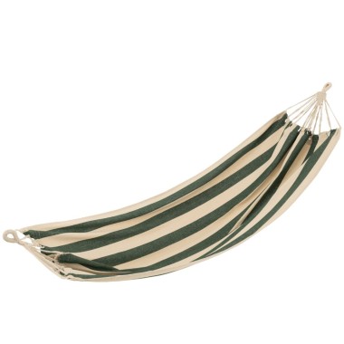 HAMAK BAWEŁNIANY W PASY CIEMNOZIELONY / ECRU - J-LINE