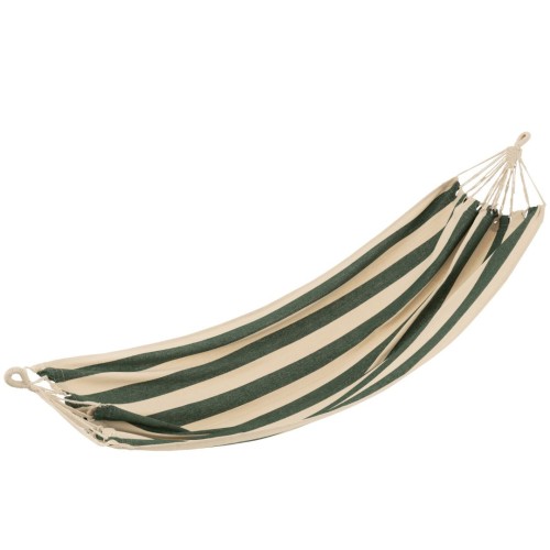 HAMAK BAWEŁNIANY W PASY CIEMNOZIELONY / ECRU - J-LINE