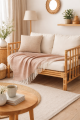 SOFA 2-OS. ELISE + PLED SKANDYNAWSKI / RATTAN NATURALNY   - J-LINE